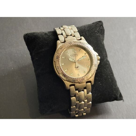 Fossil Blue AM-3203 Silver Tone Quartz Analog Men's Watch Sz. 7" New Battery - Picture 5 of 10